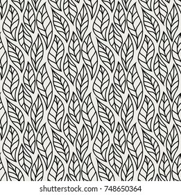 Vector illustration of leaves seamless pattern. Floral organic background. Hand drawn leaf texture.