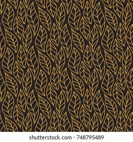 Vector illustration of leaves seamless pattern. Floral organic background. Hand drawn leaf texture.