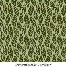 Vector illustration of leaves seamless pattern. Floral organic background. Hand drawn leaf texture.