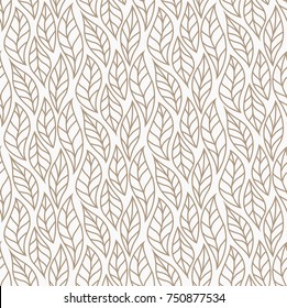 Vector illustration of leaves seamless pattern. Floral organic background. Hand drawn leaf texture.