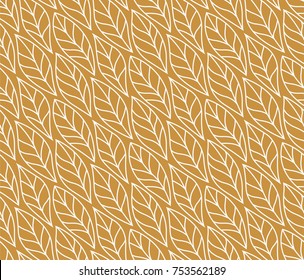 Vector illustration of leaves seamless pattern. Feather organic background. Hand drawn leaf texture.