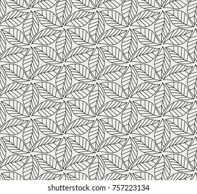 Vector illustration of leaves seamless pattern. Floral organic background. Geometric abstract leaf texture.