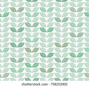 Vector illustration of leaves seamless pattern. Floral organic background. Hand drawn leaf texture.