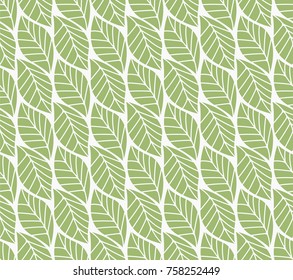 Vector illustration of leaves seamless pattern. Floral organic background. Hand drawn leaf texture.