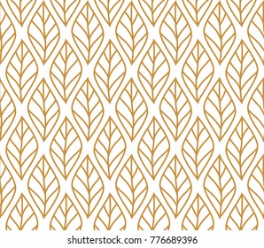 Vector illustration of leaves seamless pattern. Floral organic background. Hand drawn leaf texture.