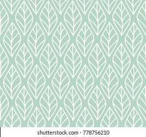 Vector Illustration Of Leaves Seamless Pattern. Floral Organic Background. Hand Drawn Leaf Texture.