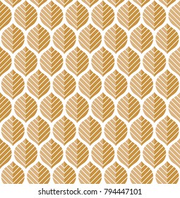 Vector illustration of leaves seamless pattern. Floral organic background. Hand drawn leaf texture.