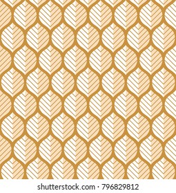 Vector illustration of leaves seamless pattern. Floral organic background. Hand drawn leaf texture.
