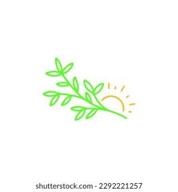 vector illustration of leaves and sun