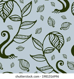 Hojas de árbol de ilustración vectorial. Patrón sin foco.