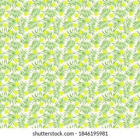 Vector illustration with leaves of tropical plants. Hand drawn drawing about fauna. Seamless pattern for boys and girls. Children's design template for fabrics and textiles.