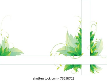 vector illustration of leaves of wild vine with swirls, and two strips with space for your text