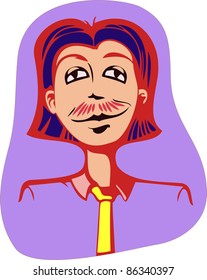 A vector illustration of a leering man. Can be recolored or scaled without problems and quality loss