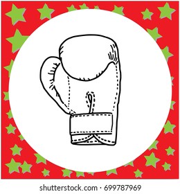 vector illustration left boxing glove hand drawn isolated on white background