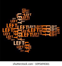 Vector illustration of left side sign orange color word cloud