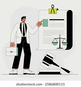 Vector illustration of legal document paper concept. Illustration for website, landing page, mobile app, poster, and banner. Trendy flat vector illustration