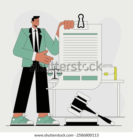Vector illustration of legal document paper concept. Illustration for website, landing page, mobile app, poster, and banner. Trendy flat vector illustration