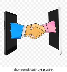 Vector illustration legal Online business agreement thru Smartphone at Transparent Effect Background
