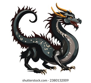 Vector illustration of a legendary creature dragon dragon dragon, year of the dragon, material for new year's cards, white background.