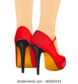 vector illustration legs red shoes on a white background