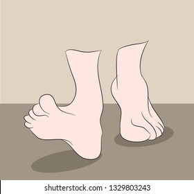 vector illustration of legs that go indoors, vector