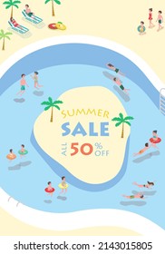 Vector illustration of leisure pool. Summer sale promotion design.