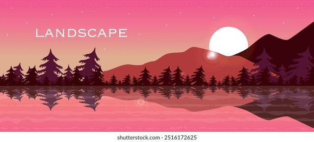 Vector illustration. Leisure and travel concept. An incredible landscape of nature. Banners for books, social networks, wallpapers, notebooks, pictures for design, educational books.