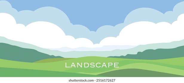 Ilustración vectorial. Concepto de ocio y viaje. Un paisaje increíble de la naturaleza. Anuncios para libros, redes sociales, Fondos de pantalla, cuadernos, cuadros para diseño, libros educativos.