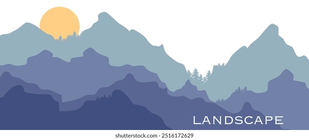 Vector illustration. Leisure and travel concept. An incredible landscape of nature. Banners for books, social networks, wallpapers, notebooks, pictures for design, educational books.