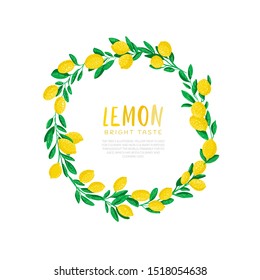Vector illustration of lemon. Bright taste. Juice, sour yellow.