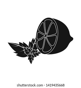 Vector illustration of lemon and citrus  icon. Collection of lemon and leaf stock symbol for web.