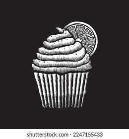 Vector illustration of a lemon cupcake