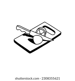 vector illustration of a lemon cut with a knife