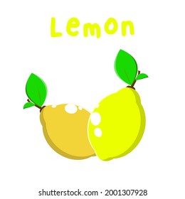 vector illustration of a Lemon. Lemon illustration with cute cartoon style, suitable for children's education of fruit introduction, for icon about fruit, for summer icon and logo.