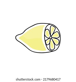 Ilustración vectorial del limón en estilo doodle