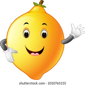 vector illustration of lemon with face