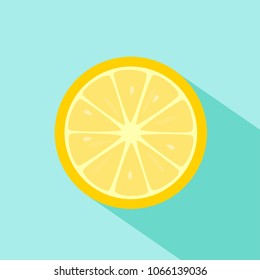 Vector illustration of lemon. Flat design with long shadow