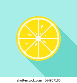 Vector illustration of lemon. Flat design with long shadow