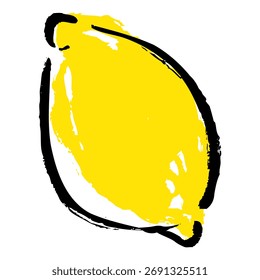 Ilustración vectorial de un limón dibujado a mano con pinceladas amarillas.