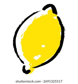Ilustración vectorial de un limón dibujado a mano con pinceladas amarillas.
