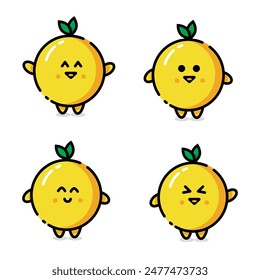 Vector illustration of a lemon having a cute expression.  Vector