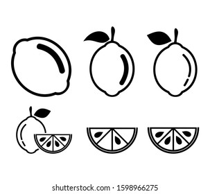 
vector illustration. Lemon icon set. Simple lemon icon isolated against a white background. Collection of high quality black style vector icons. Out line. eps10