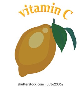 Vector illustration lemon isolated, vitamin c