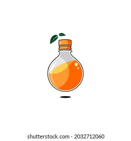vector illustration of lemon juice in a glass bottle