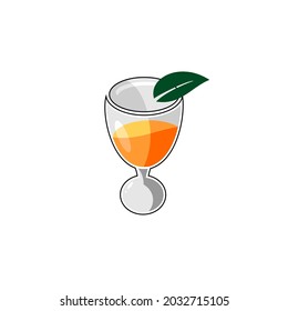 vector illustration of lemon juice in a glass cup