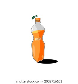 vector illustration of lemon juice in a plastic bottle