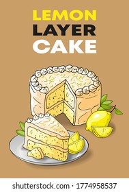 Vector illustration Lemon Layer Cake