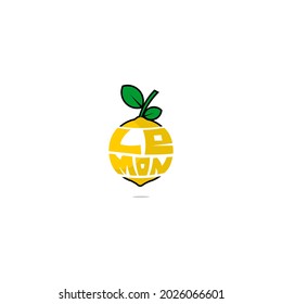 vector illustration of lemon lettering icon on a lemon