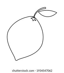 Ilustración vectorial de un limón en un estilo de línea. El elemento está aislado, sobre un fondo blanco.