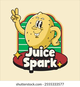 Vector Illustration of Lemon Mascot with Retro Mascot Illustration Available for Logo Badge